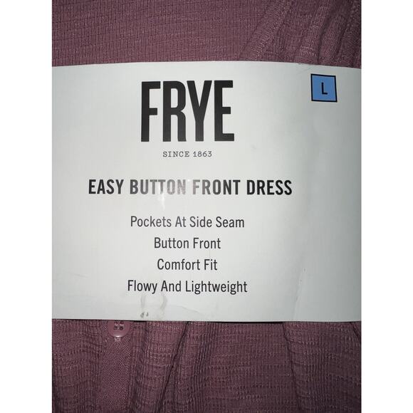 Frye Easy Button Front Dress Women’s L Wistful Mauve With Side Seam Pockets - Picture 3 of 8